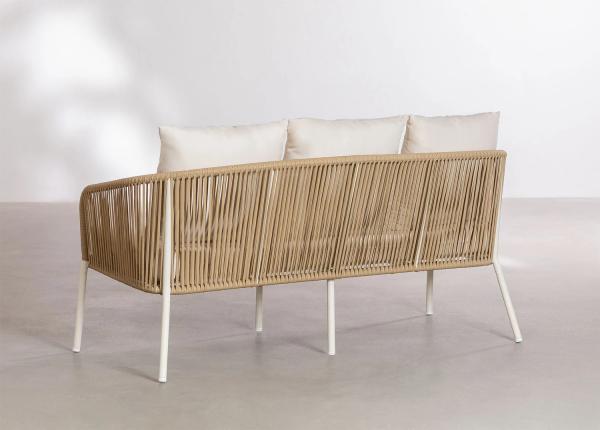 Ensemble lounge MYKONOS en corde naturelle, assise et métal blancs 2