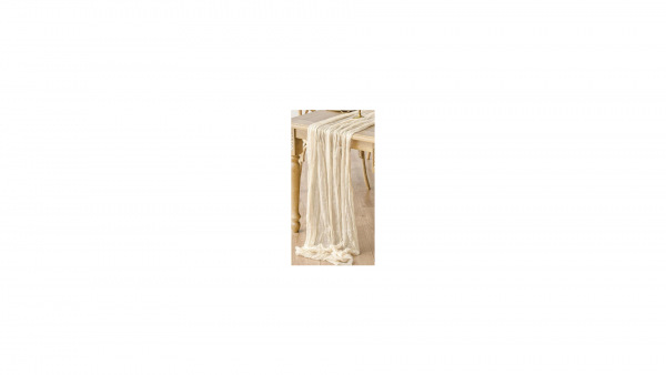Chemin de table en gaze de coton beige 1